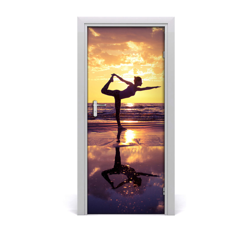 Yoga People on the Beach Door Sticker