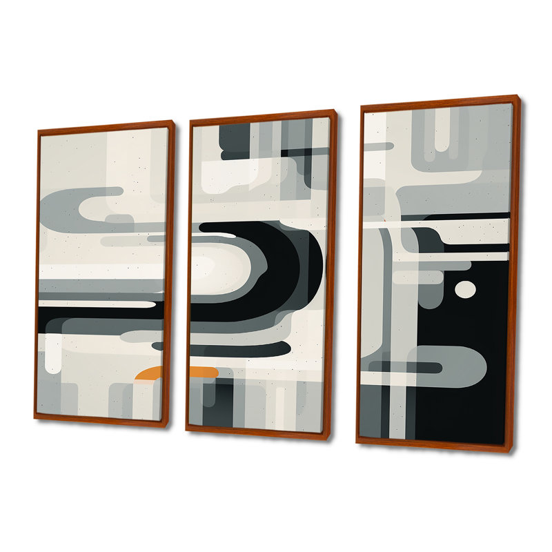 Cuda - Minimalisme, ensemble d'art mural, H 40 po x l 60 po x P 1 po, Cadre flottant brun