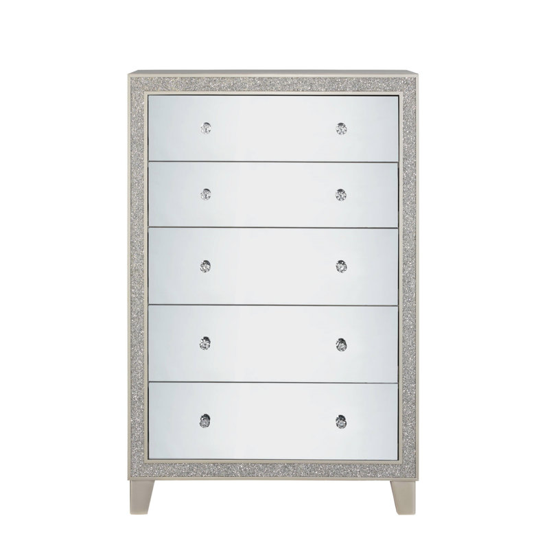 Commode à finition miroir et champagne Sliverfluff