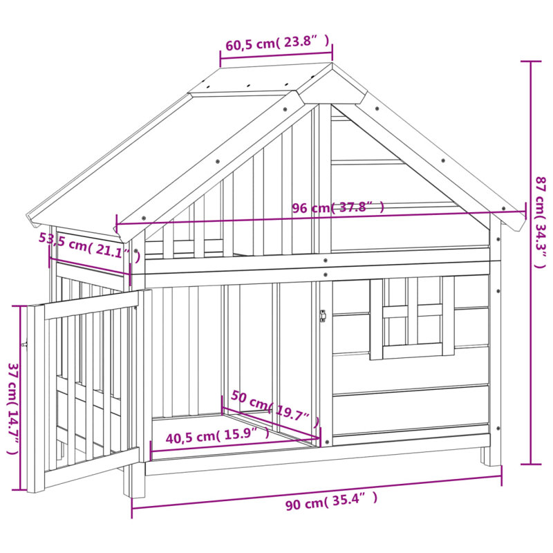 Glenloft Wood Dog House, Grey/White