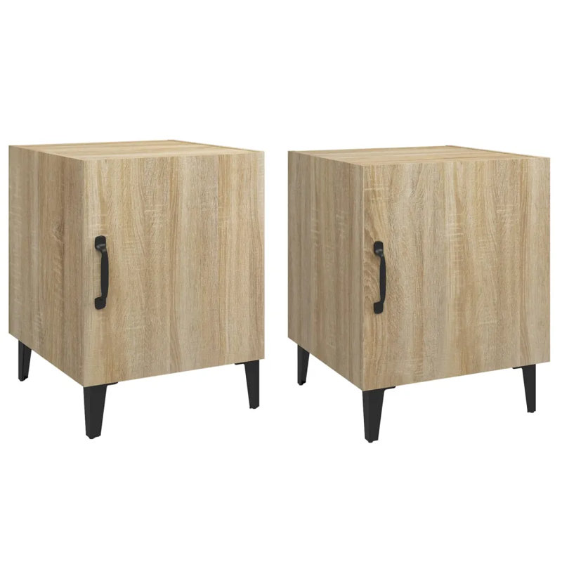 17 Stories Bedside Cabinets Engineered Wood, Left Orientation, Oak, 2