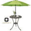  Tabouret de jardin d'extérieur en fonte d'aluminium résistant aux intempéries - table de bistro ronde de 23,6 po avec trou pour parasol et table d'appoint durable-803928761