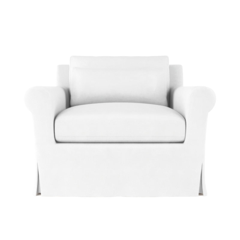 Transitional Skirted Chair, Ebony, Vintage Leather Blanc, 34" H x 40" W x 38" D