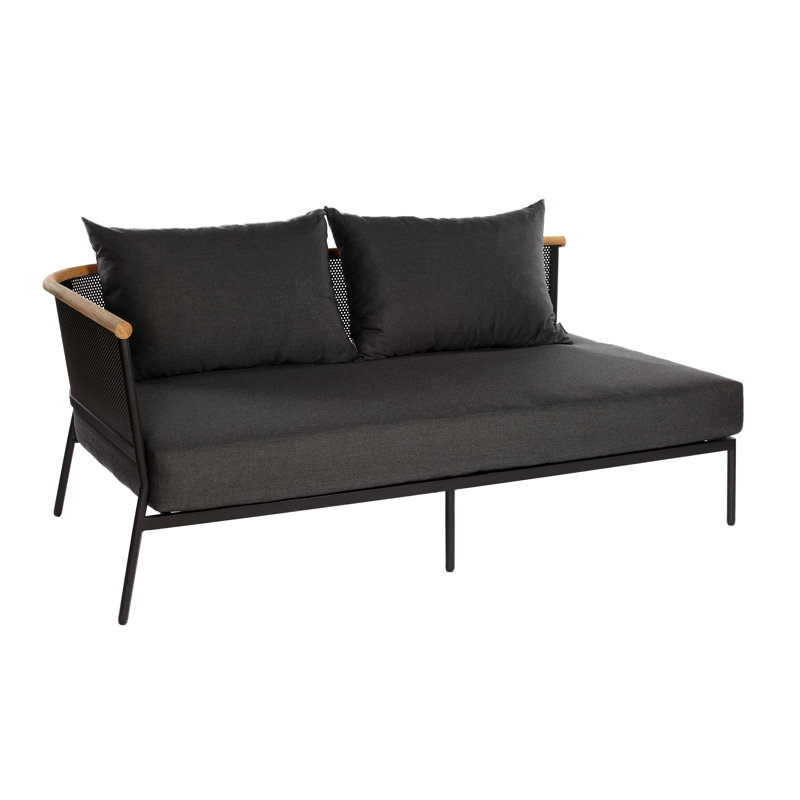 Canapé modulaire de patio avec coussins, Gauche, Suie, Anthracite