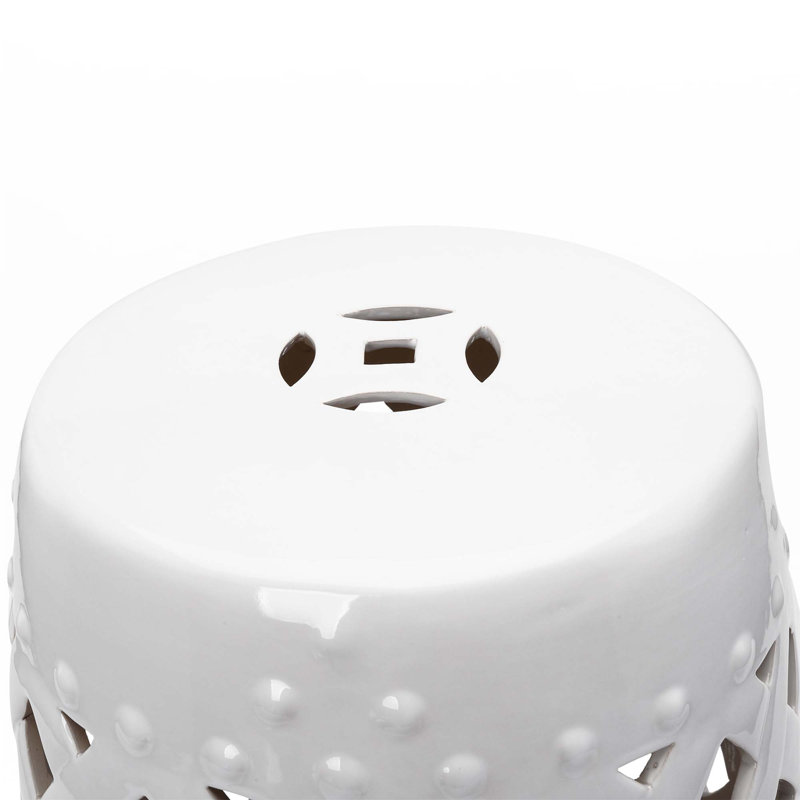 Tabouret de jardin en céramique 13 po x 18 po Outsunny, Blanc