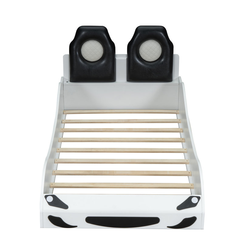 Lit plateforme simple voiture de course avec éclairage à DEL et blanc