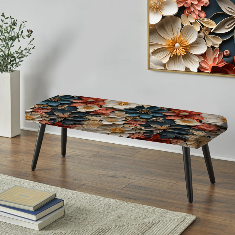 Origami Inspirations - Oriental Upholstered Black Bench