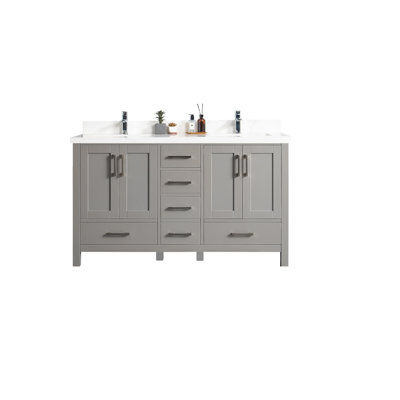 Meuble-lavabo à double cuve 60D x 22 Uckfield