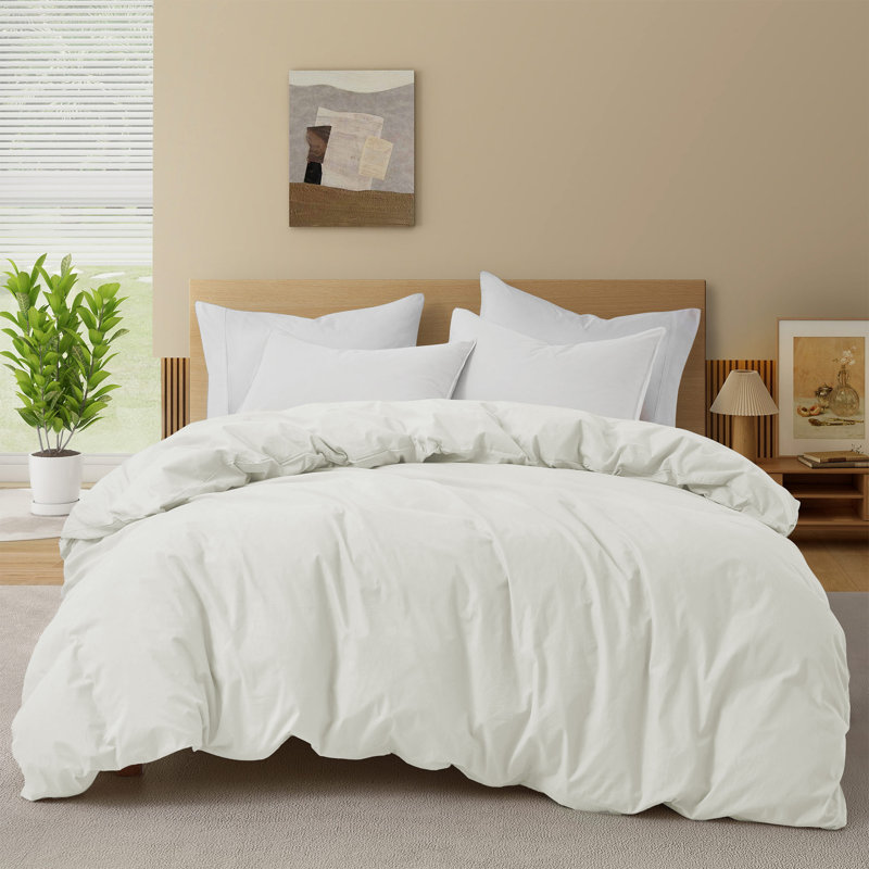 Cotton Duvet Cover Set, Twin Duvet Cover + 1 Pillowcase, White