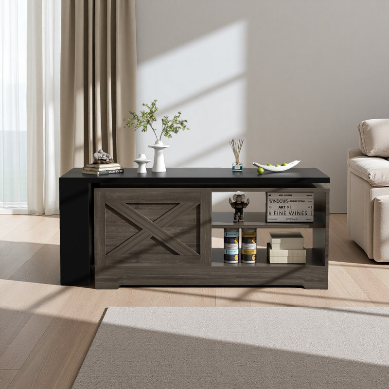 Table basse à plateau relevable Farmhouse, Brun