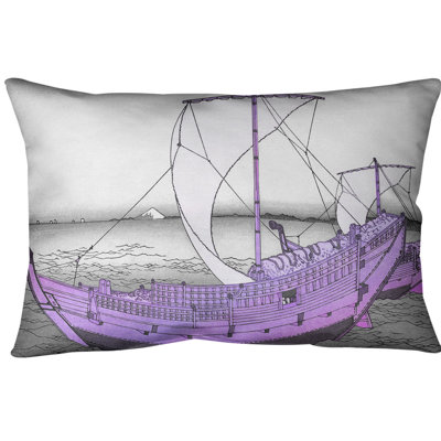 Housse de coussin lombaire katsushika hokusai, the kazusa sea route