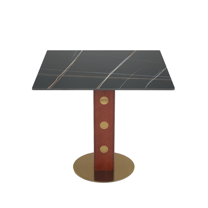 33.5"X 33.5" Square Pedestal Dining Table, Black