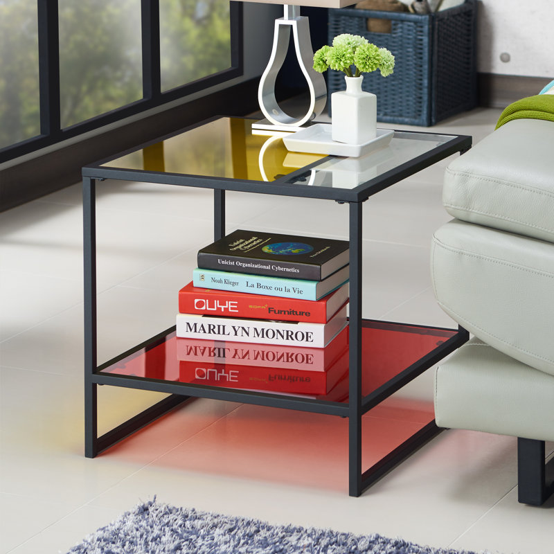 Glass Top Sled End Table