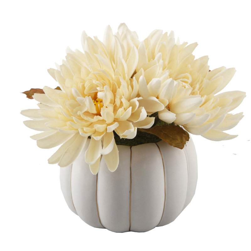 Pot de fleurs statue en céramique citrouille mums the