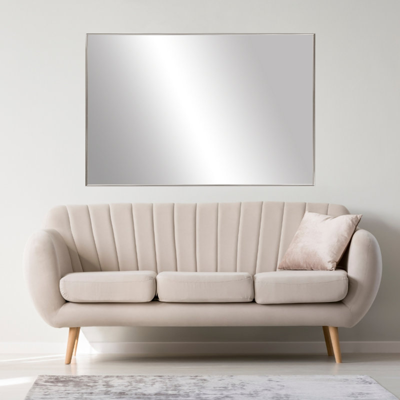 Miroir mural en métal pour salle de bain et meuble-lavabo, collection Kristveig, Rectangulaire, Nickel satiné, 20 po x 24 po