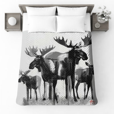 Couvre-lit matelassé noir / blanc / orignal toutes tailles