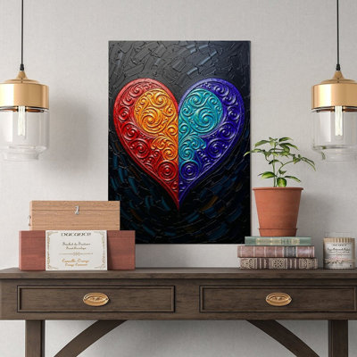 Canvas Wall Art Paisley Pattern Art, Indian Motif Print, Boho Heart Decor-2 Vintage Poster Print Home Decor