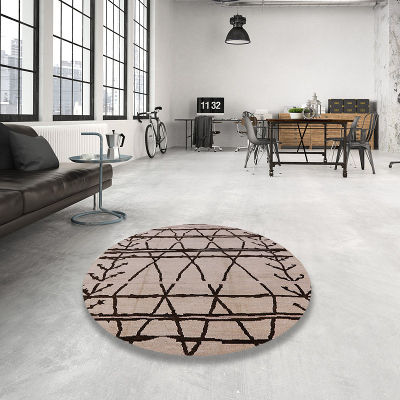 Tapis brun / gris Nyasia Southwestern, Rond 3 pi