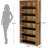 Bookcase, 7 Tiers Wood Open Display Floor Bookshelf, Vintage Open Display Storage Shelves TV Stand (1, Black+Brown)-1305154227
