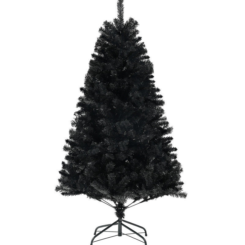 Arbre de Noël artificiel de 6 pi de hauteur, 1000 branches, ouverture automatique, base en acier, noir, pour le bureau personnel
