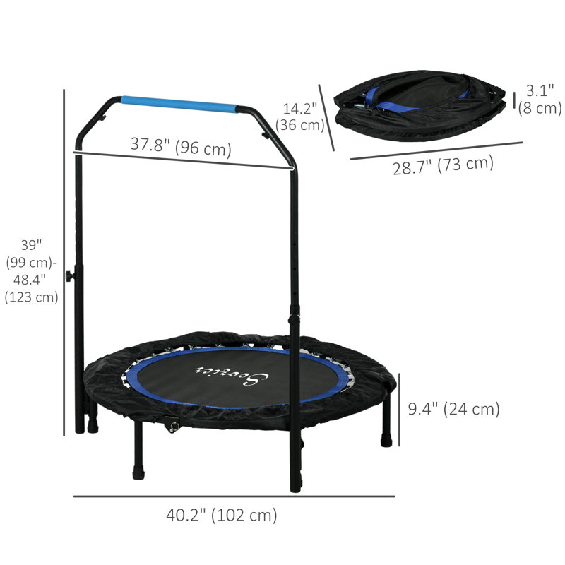 Trampoline 40 "pour adulte avec poignée réglable, Bleu