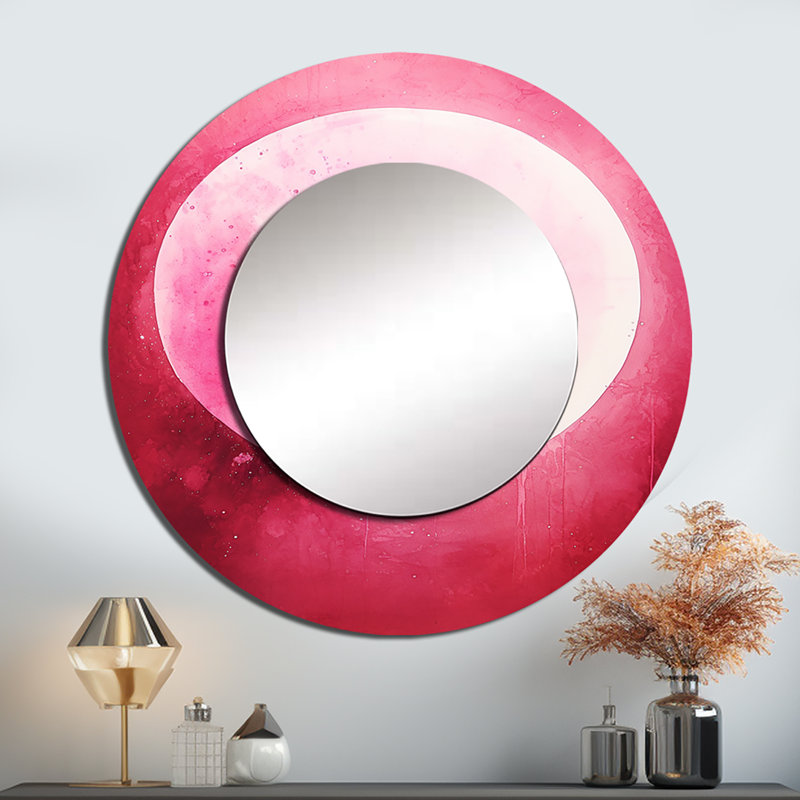 Magenta Mercury Solar System - Our Solar System Large Mirror, Space Round Unique Wall Mirror Decor, Printed Metal Art