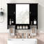 Armoire de rangement murale moderne 35 po x 28 po, armoire de salle de bain murale avec miroir, armoire à pharmacie avec barre à serviettes