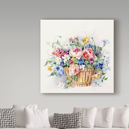 Ophelia & Co. Rose Basket On Canvas by Barbara Mock Print | Wayfair