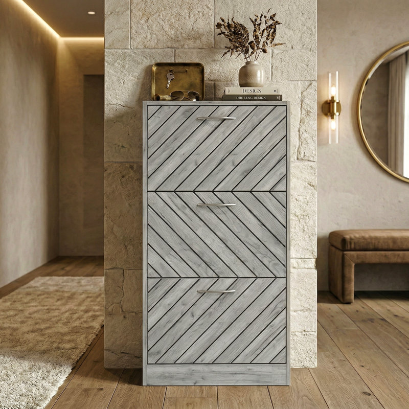 12 Pair Shoe Storage Cabinet, Gray