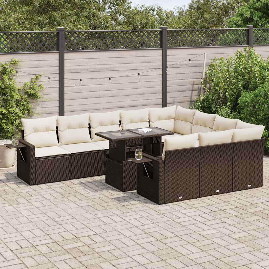 Vidaxl 11-Tlg. Garten-Sofagarnitur Mit Kissen Schwarz Poly Rattan