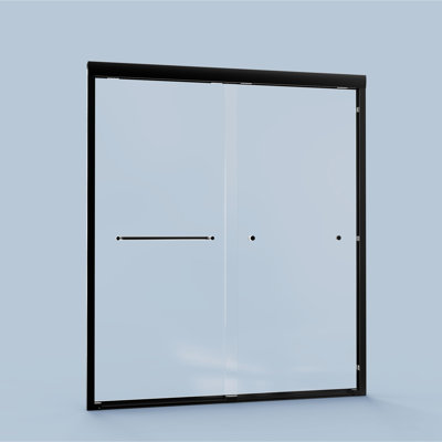 56"-60" Semi- Bypass Shower Door, 72" H, Tempered Glass, Matte Black, Stylish Bathroom Element H Double Cubicle, 56"-60"w, 6mm Waterproof Accessory