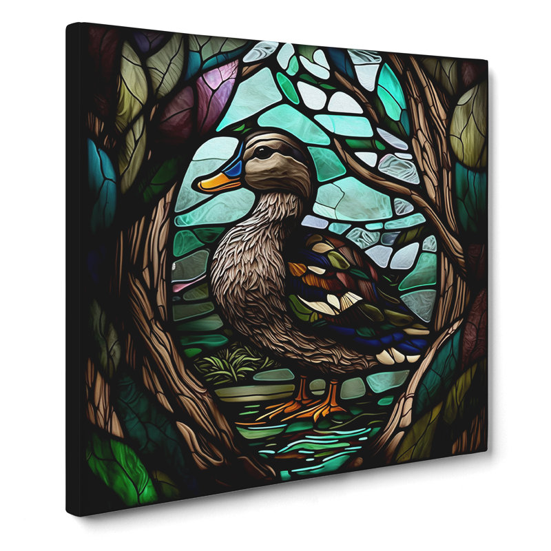 Duck Stained Glass Effect - Wrapped Canvas, 35cm H x 35cm W x 3cm D