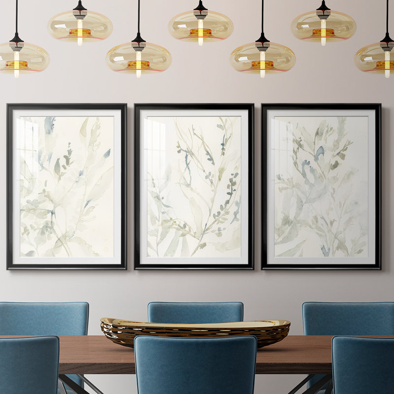Élégant algue de mer I - reproduction sur mesure encadrée de qualité supérieure - 3 pièces, H 21 po x l 30 po