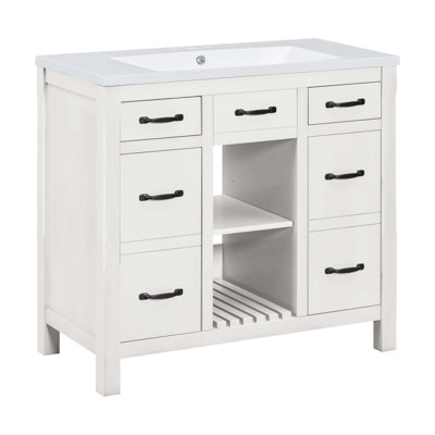 Meuble-lavabo moderne avec lavabo encastré, 2 tiroirs et 2 portes Modern