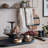 Round Acacia Wood 2-Tier Tray with Metal Stand
