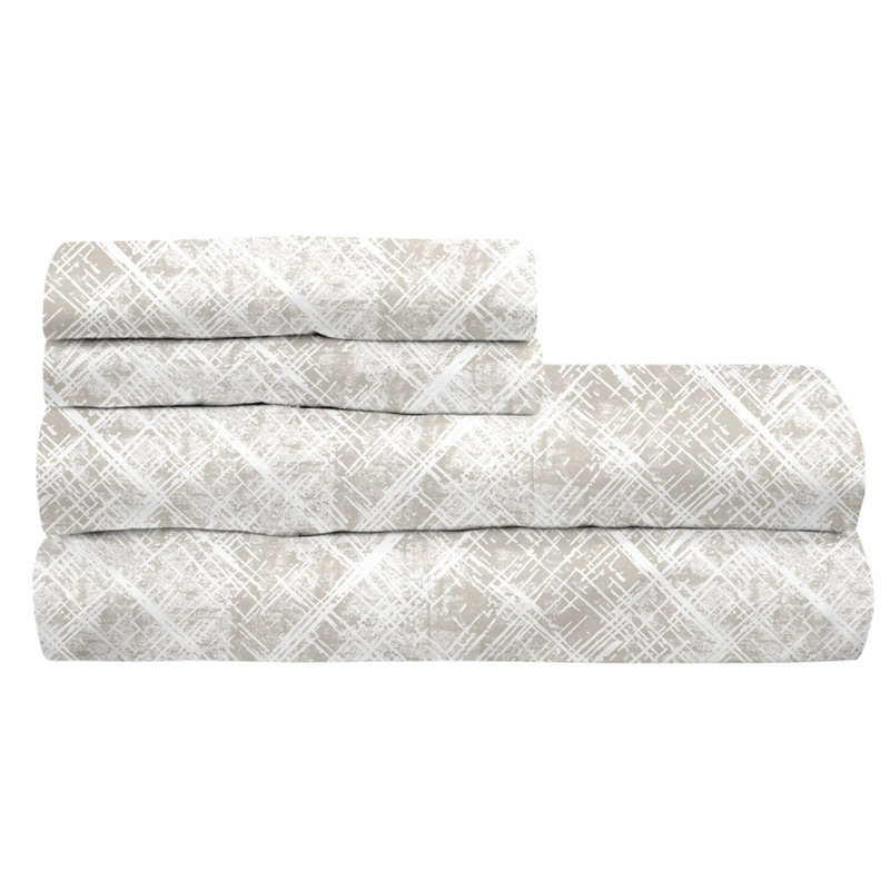 Ensemble de 4 valises pour chambre d'amis, Ensemble de draps pour grand lit avec 2 taies d'or, Abstrait, Multicolore / beige