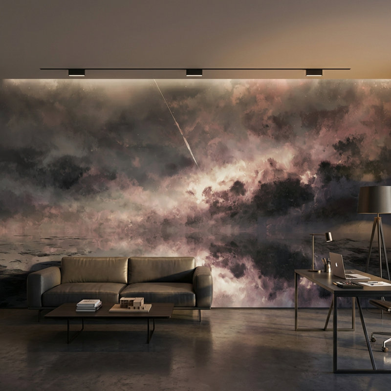 Papier peint rose moderne Cloudy Sky, Texturé non collé, 120 po x 96 po