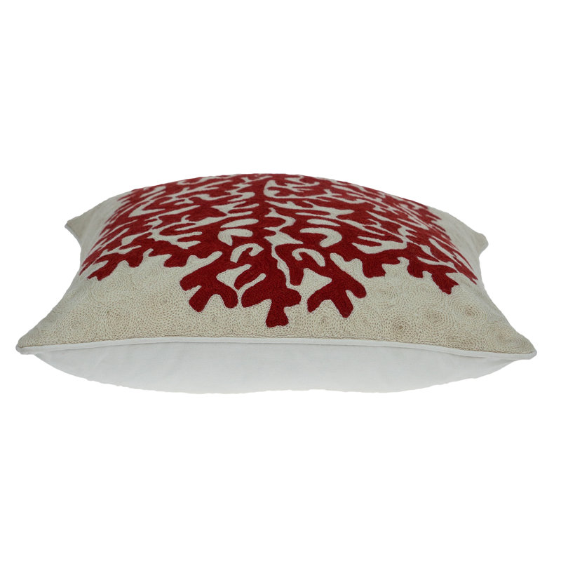 Embroidered Cotton Blend Throw Pillow