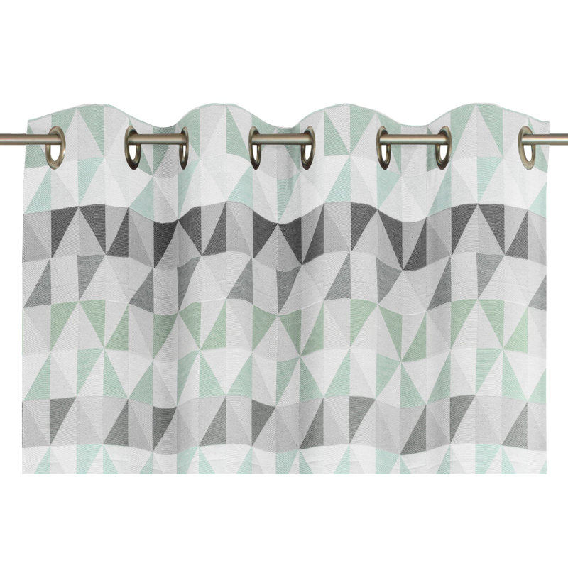 Gareth Room Darkening Curtain Single Panel, Light green/Grey, 132cm Width x 225cm Drop