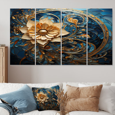 Burstyn - Modern Floral Wall Art Decor Set 4 Piece