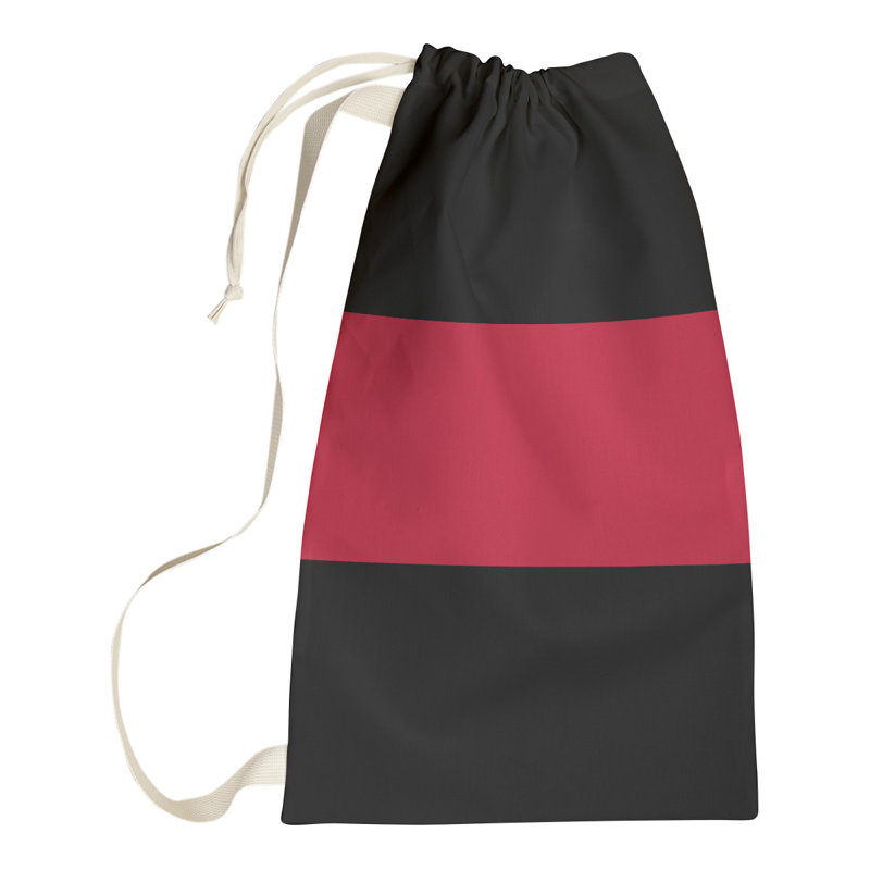 Fabric Laundry Bag with Handles, 29" H x 18" W x 1.5" D, Black/Red/Black