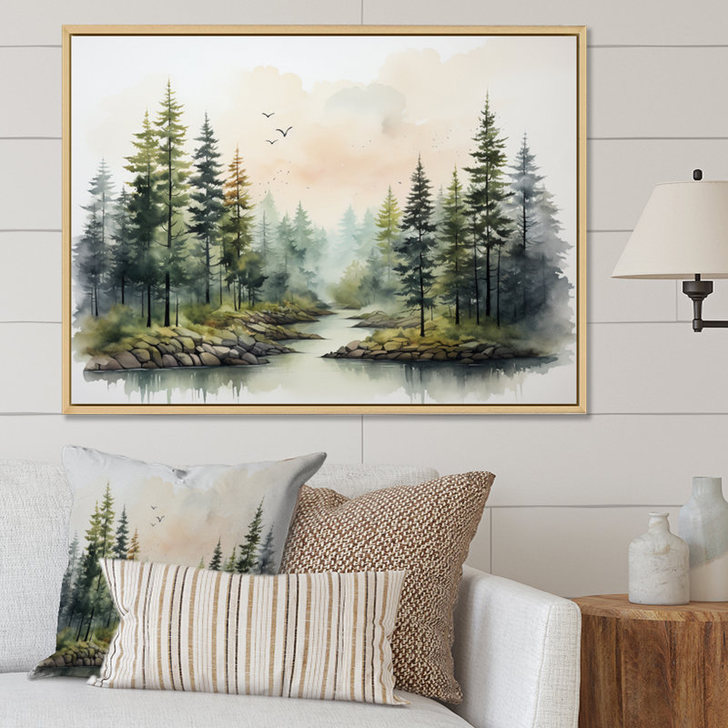 Décoration murale Tranquil Forest Oasis III - Campagne, Cadre naturel flottant, H 30 po x l 40 po x P 1,5 po