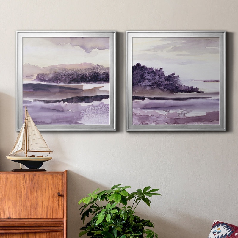 Plum Grove I - ensemble de 2 peintures sur toile encadrées, Argent, H 17,5 po x l 35 po x P 1,5 po