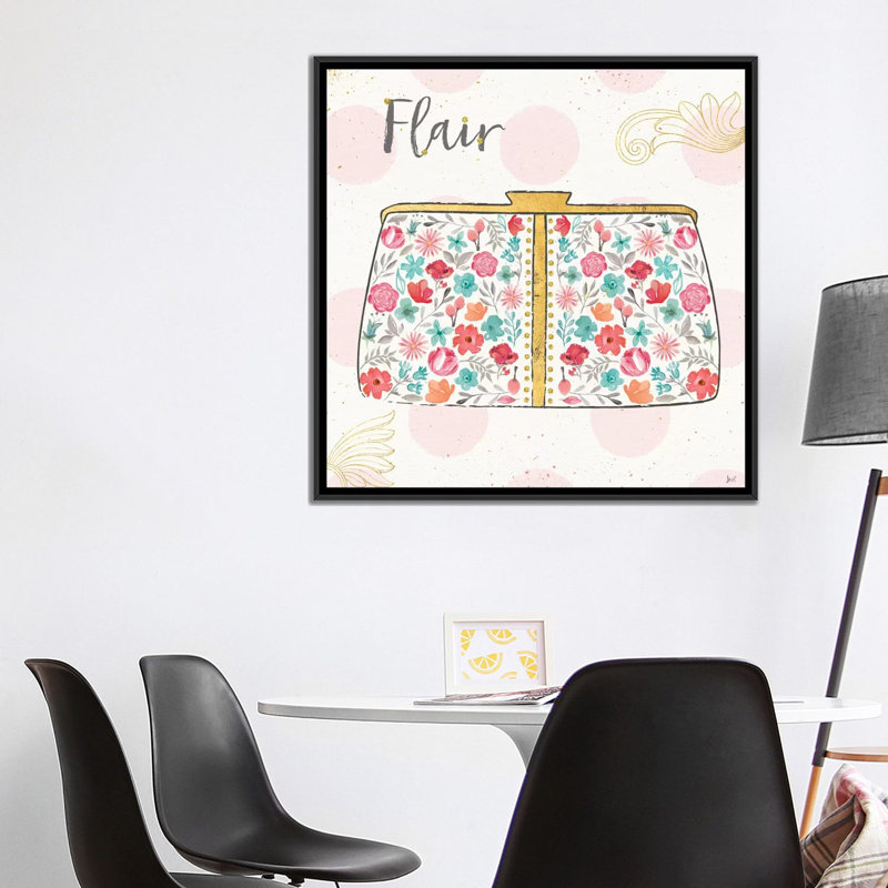 «Fashion Blooms I», impression sur toile, H 18 po x l 18 po x P 1,5 po, Toile avec cadre noir, Pas de tapis