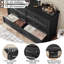 Commode 6 tiroirs Farmhouse noir pour chambre à coucher, grande commode rétro de 54 pouces de large avec pieds carrés en bois, console télé rustique pour le salon, commodes de rangement en bois pour la maison-889671339
