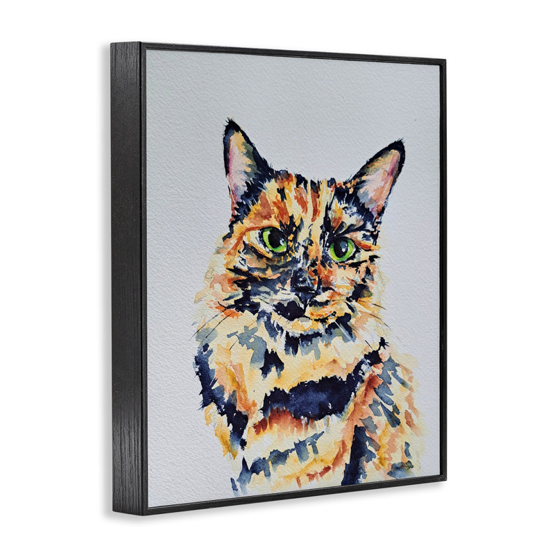 Portrait de chat écaille de tortue, estampe numérique, design par Tatiana Roberts, H 30 po x l 24 po