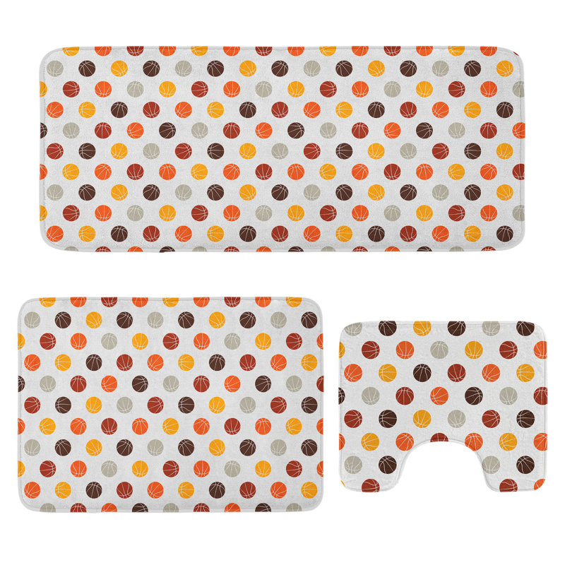  Multicolore ensemble de tapis de salle de bain Basketball 3 pièces