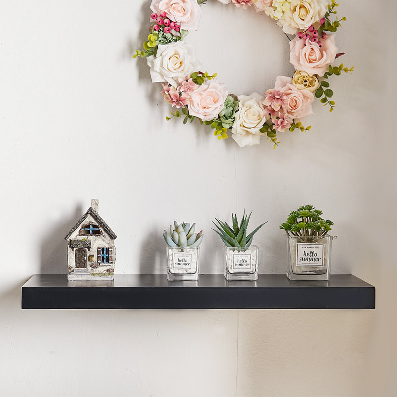 Floating Wall Shelf Kit, 4cm H x 24cm W x 24cm D, Gloss Black