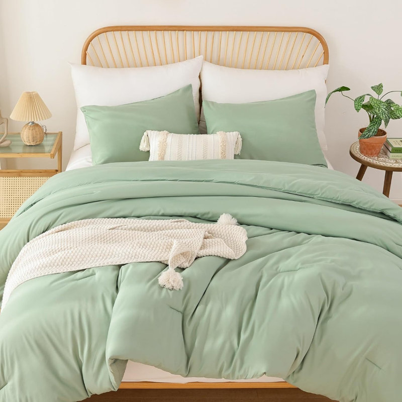 Ensemble d'édredon Sage Green pour lit simple / simple TG, 1 édredon sauge et 1 taie d'oreiller, ensemble d'édredon léger pour enfants Dorm