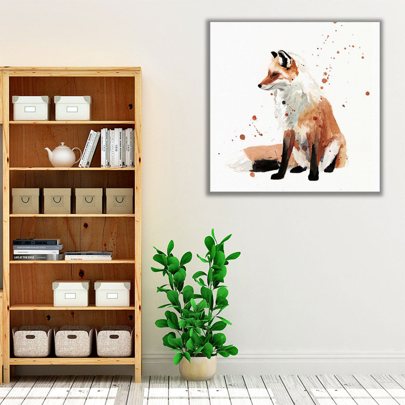 Watercolor Fox I - reproduction d'art sur toile, H 12 po x l 12 po